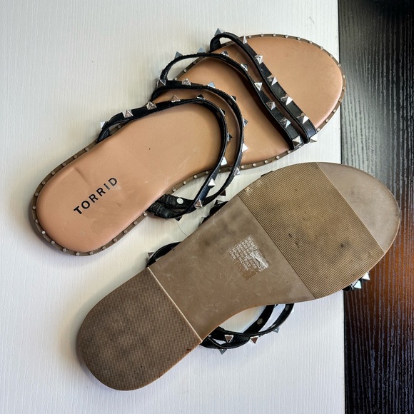 Torrid Black Studded Strappy Sandals - Size 12WW - $15 - Picture 2 of 2